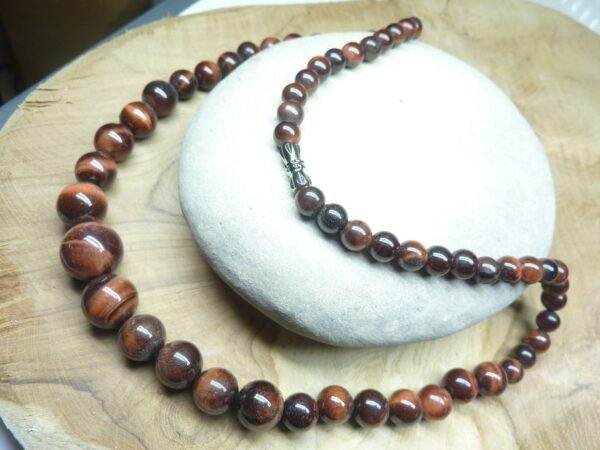 Collier Oeil de taureau - perles rondes 14-6 mm