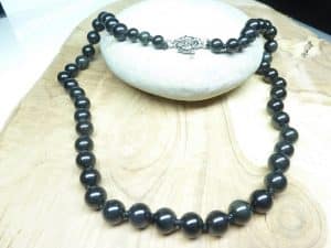Collier Obsidienne oeil céleste - Perles rondes 8 mm