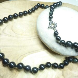 Collier Obsidienne oeil céleste - Perles rondes 8 mm