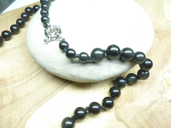 Collier Obsidienne oeil céleste - Perles rondes 8 mm