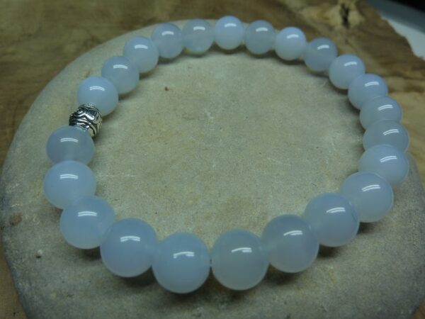 Bracelet Calcédoine bleue - Perles rondes 8 mm