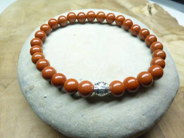 Bracelet Jaspe rouge - Perles rondes 6 mm