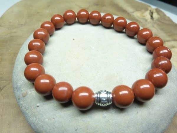 Bracelet Jaspe rouge - Perles rondes 8 mm