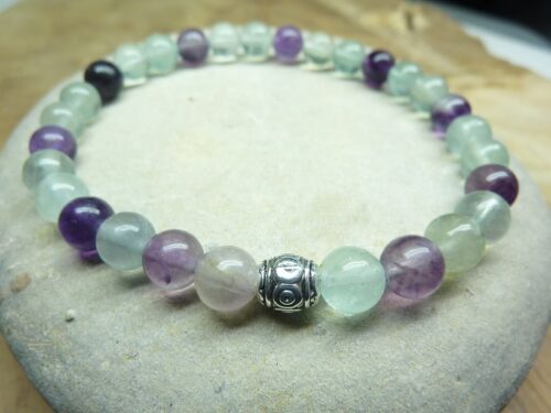 Bracelet Fluorite - perles rondes 6 mm