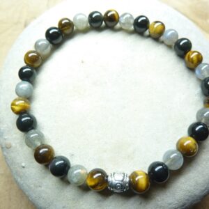 Bracelet oeil de tigre-Labradorite-obsidienne oeil céleste 6 mm