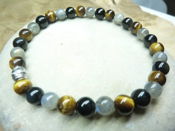 Bracelet oeil de tigre-Labradorite-obsidienne oeil céleste 6 mm