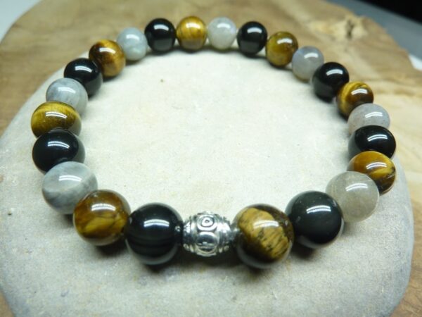 Bracelet oeil de tigre-Labradorite-obsidienne oeil céleste 8 mm