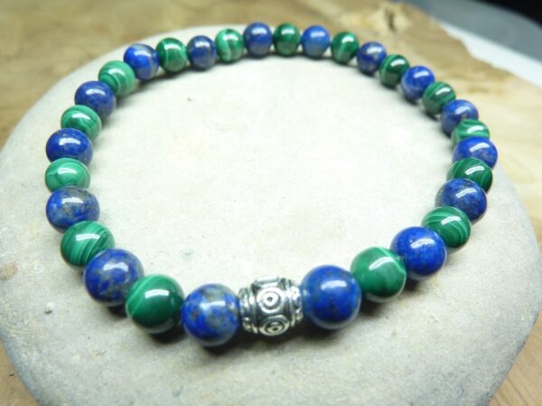 Bracelet Malachite-Lapis lazuli - Perles rondes 6 mm