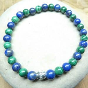 Bracelet Malachite-Lapis lazuli - Perles rondes 6 mm