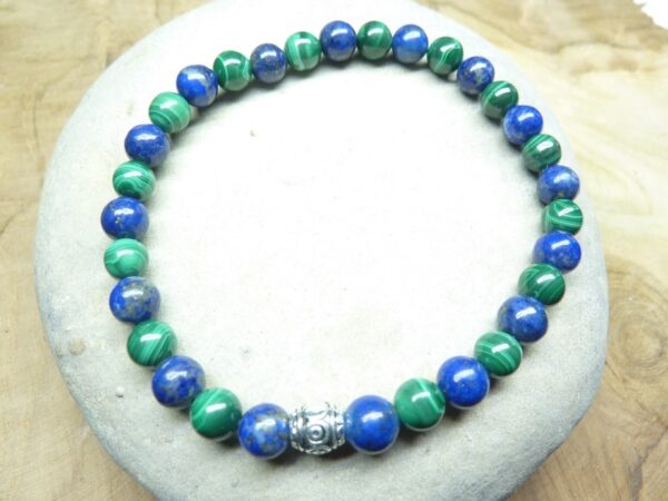 Bracelet Malachite-Lapis lazuli - Perles rondes 6 mm