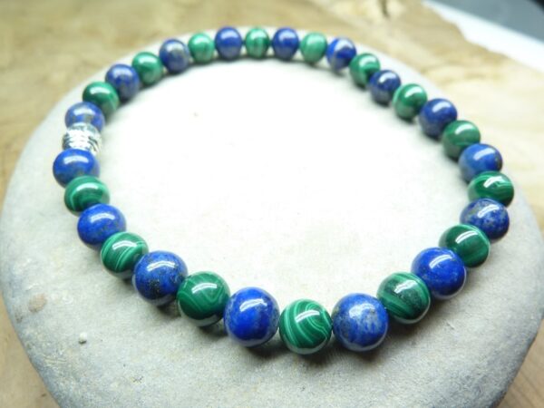 Bracelet Malachite-Lapis lazuli - Perles rondes 6 mm