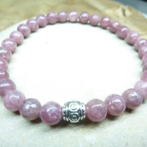 Bracelet Lépidolite - Perles rondes 6 mm