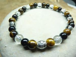 Bracelet Oeil de tigre-Quartz-Tourmaline noire 6 mm