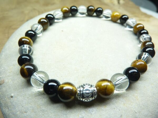 Bracelet Oeil de tigre-Quartz-Tourmaline noire 6 mm
