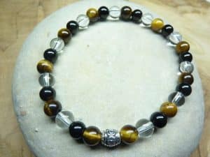 Bracelet Oeil de tigre-Quartz-Tourmaline noire 6 mm