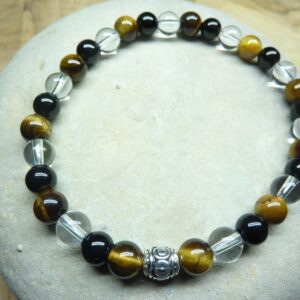 Bracelet Oeil de tigre-Quartz-Tourmaline noire 6 mm