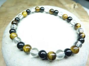 Bracelet Oeil de tigre-Quartz-Tourmaline noire 6 mm