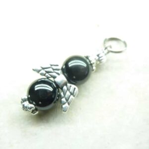 Pendentif Spinelle noir-Obsidienne oeil céleste 8 mm