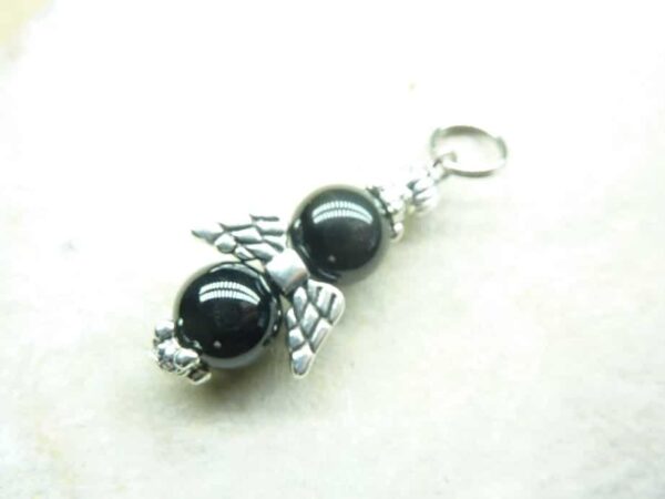 Pendentif Spinelle noir-Obsidienne oeil céleste 8 mm