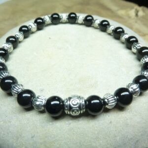 Bracelet Tourmaline noire - perles rondes 6 mm