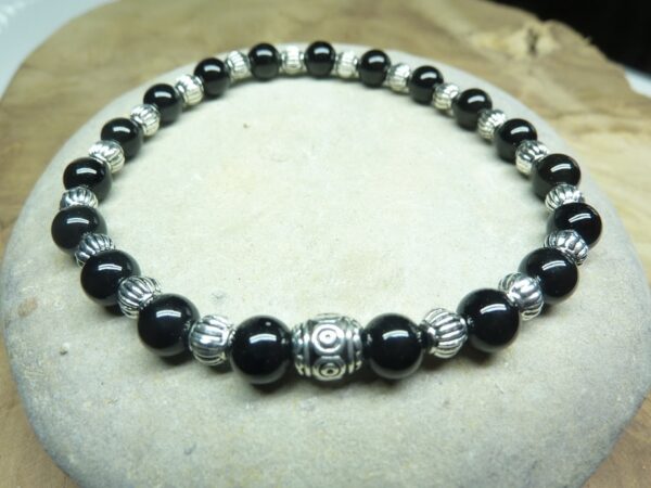Bracelet Tourmaline noire - perles rondes 6 mm