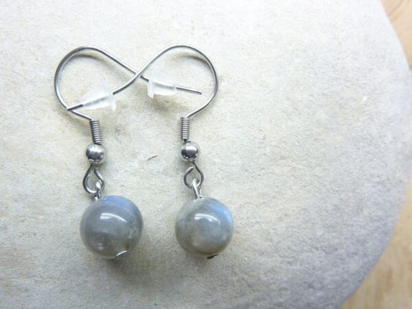 Boucles d'oreilles Labradorite - Perles rondes 8 mm