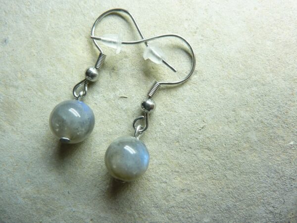 Boucles d'oreilles Labradorite - Perles rondes 8 mm