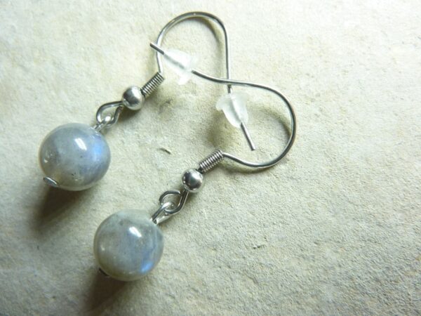Boucles d'oreilles Labradorite - Perles rondes 8 mm