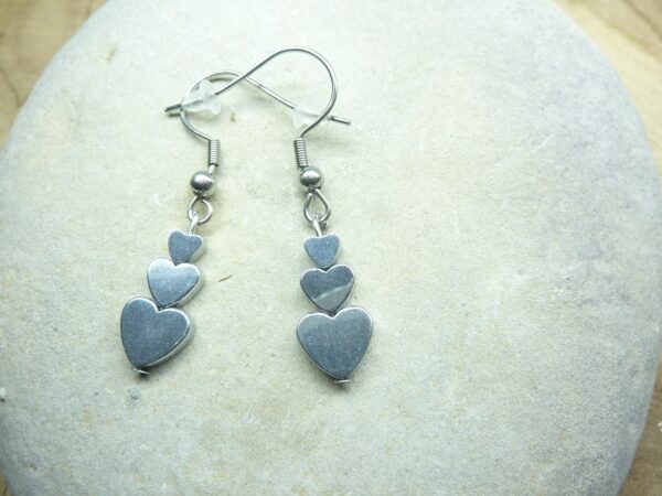 Boucles d'oreilles Hématite en coeur