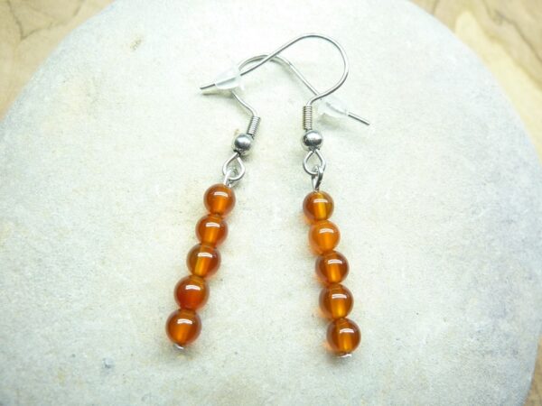 Boucles d'oreilles Cornaline - Perles 4 mm