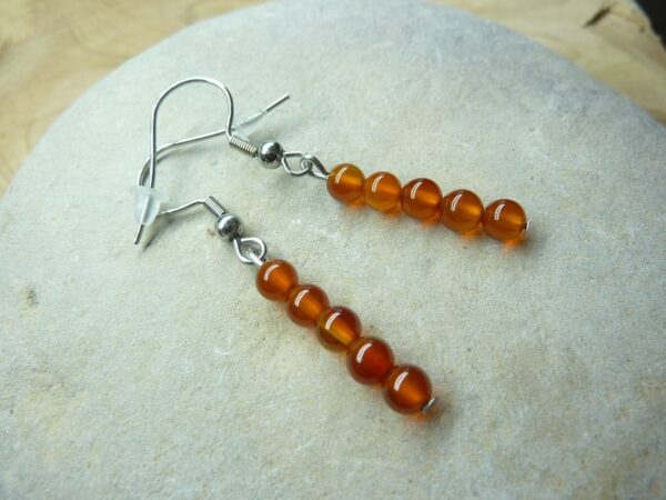 Boucles d'oreilles Cornaline - Perles 4 mm