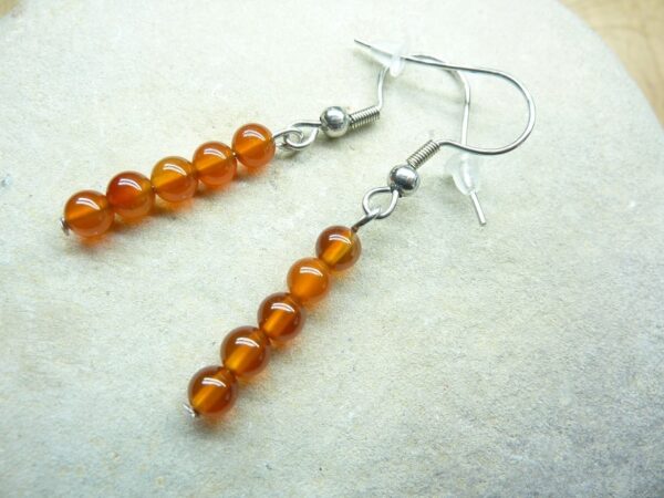 Boucles d'oreilles Cornaline - Perles 4 mm