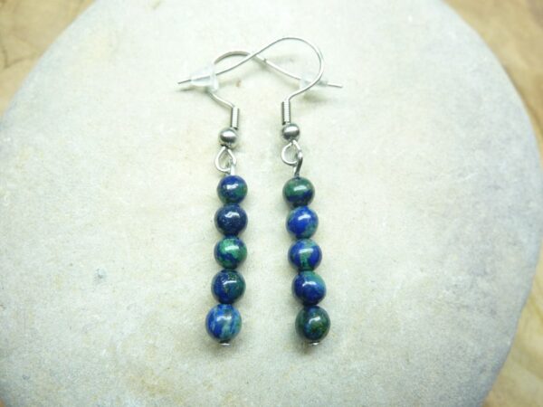 Boucles d'oreilles Chrysocolle - Perles rondes 4 mm