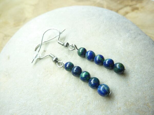 Boucles d'oreilles Chrysocolle - Perles rondes 4 mm