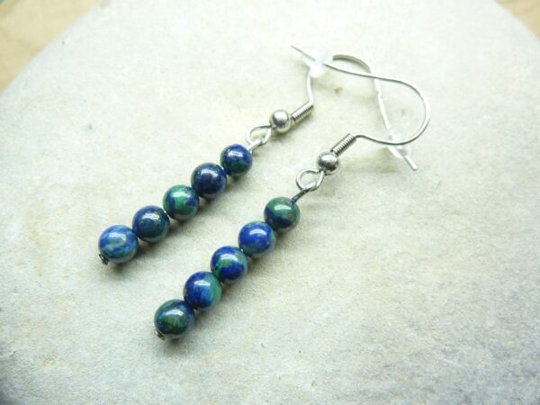 Boucles d'oreilles Chrysocolle - Perles rondes 4 mm