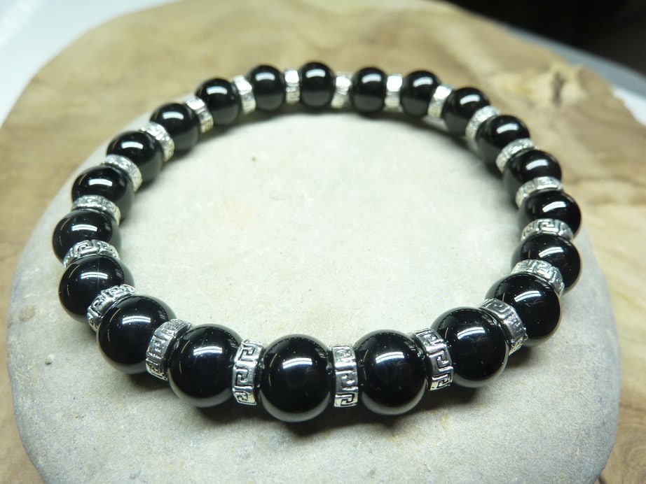 Bracelet Spinelle noir - Perles 8 mm