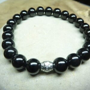 Bracelet Spinelle noir - Perles rondes 8 mm