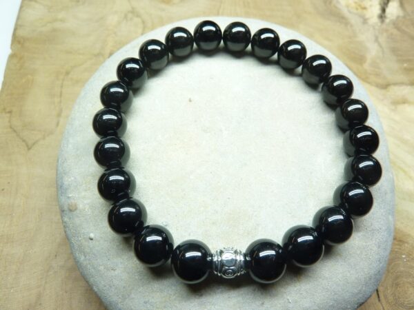 Bracelet Spinelle noir - Perles rondes 8 mm