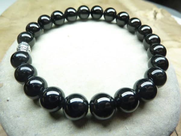 Bracelet Spinelle noir - Perles rondes 8 mm