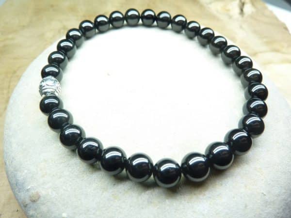Bracelet Spinelle noir - Perles rondes 6 mm