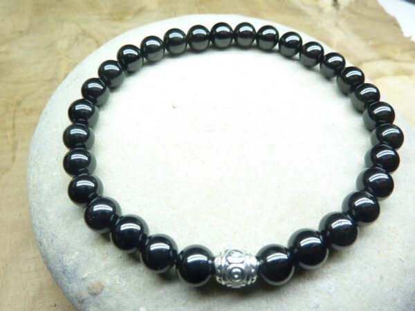 Bracelet Spinelle noir - Perles rondes 6 mm