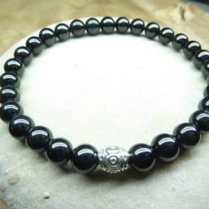 Bracelet Spinelle noir - Perles rondes 6 mm