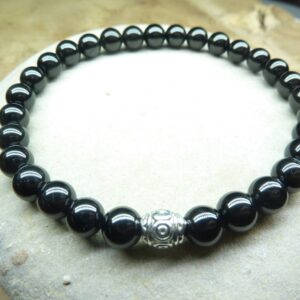 Bracelet Spinelle noir - Perles rondes 6 mm