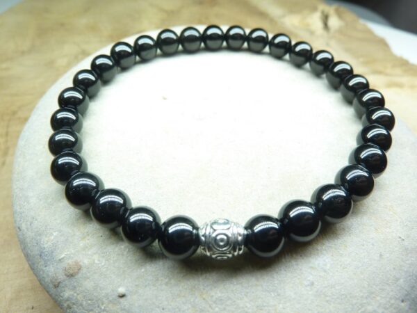 Bracelet Spinelle noir - Perles rondes 6 mm