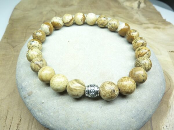 Bracelet Jaspe Paysage - Perles rondes 8 mm