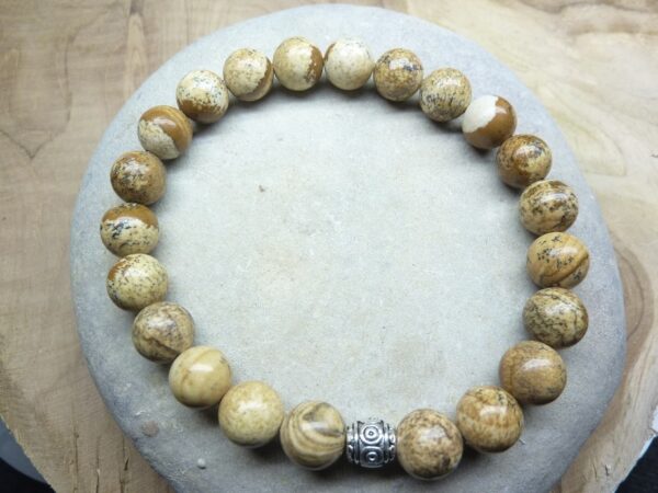 Bracelet Jaspe Paysage - Perles rondes 8 mm