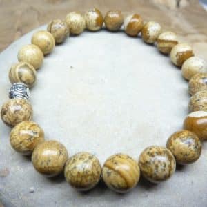 Bracelet Jaspe Paysage - Perles rondes 8 mm