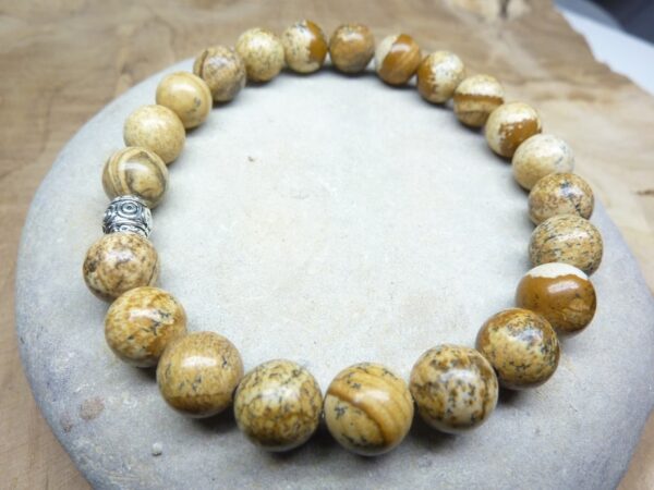 Bracelet Jaspe Paysage - Perles rondes 8 mm
