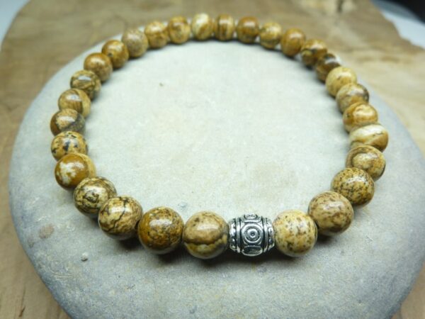 Bracelet Jaspe Paysage - Perles rondes 6 mm