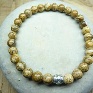 Bracelet Jaspe Paysage - Perles rondes 6 mm